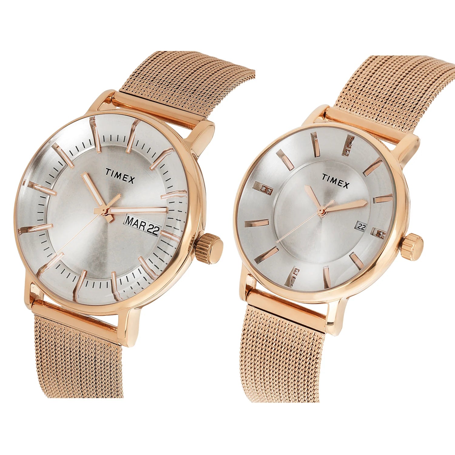 Timex TW00PR325 | TIMEX Silver Round Dial Analog Pair's Watch