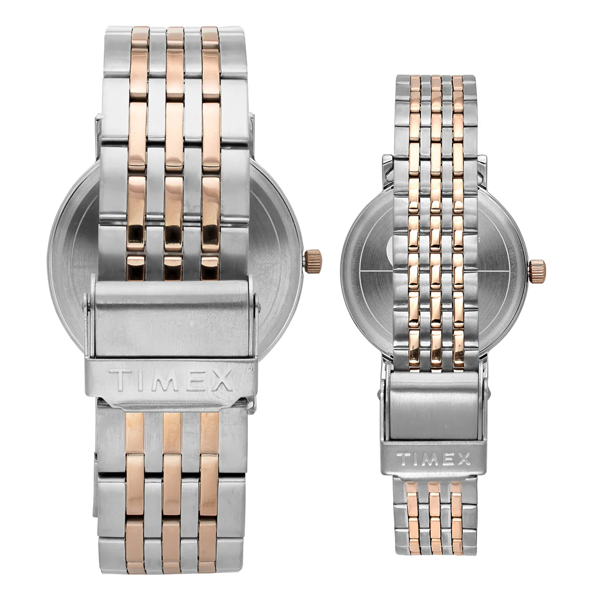 Timex TW00PR330 | TIMEX Round Blue Dial Analog Pair's Watch