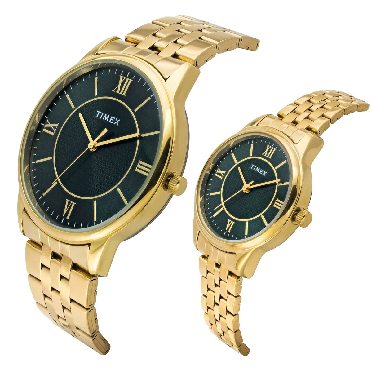 Timex TW00PR331 | TIMEX Round Green Dial Analog Pair's Watch