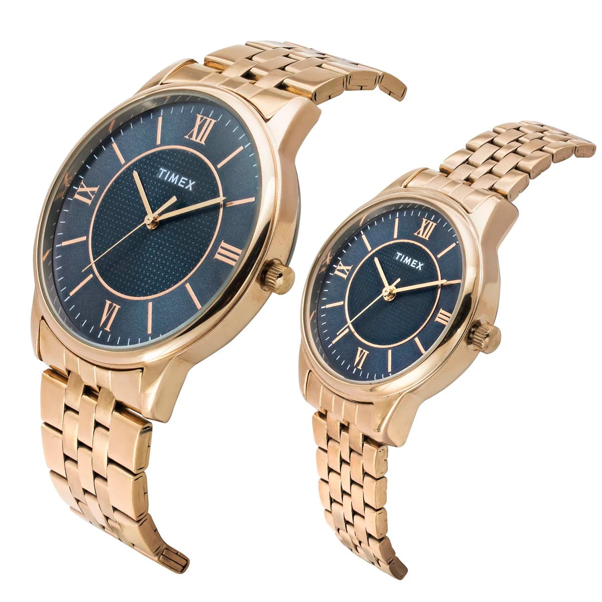 Timex TW00PR332 | TIMEX Round Blue Dial Analog Pair's Watch.