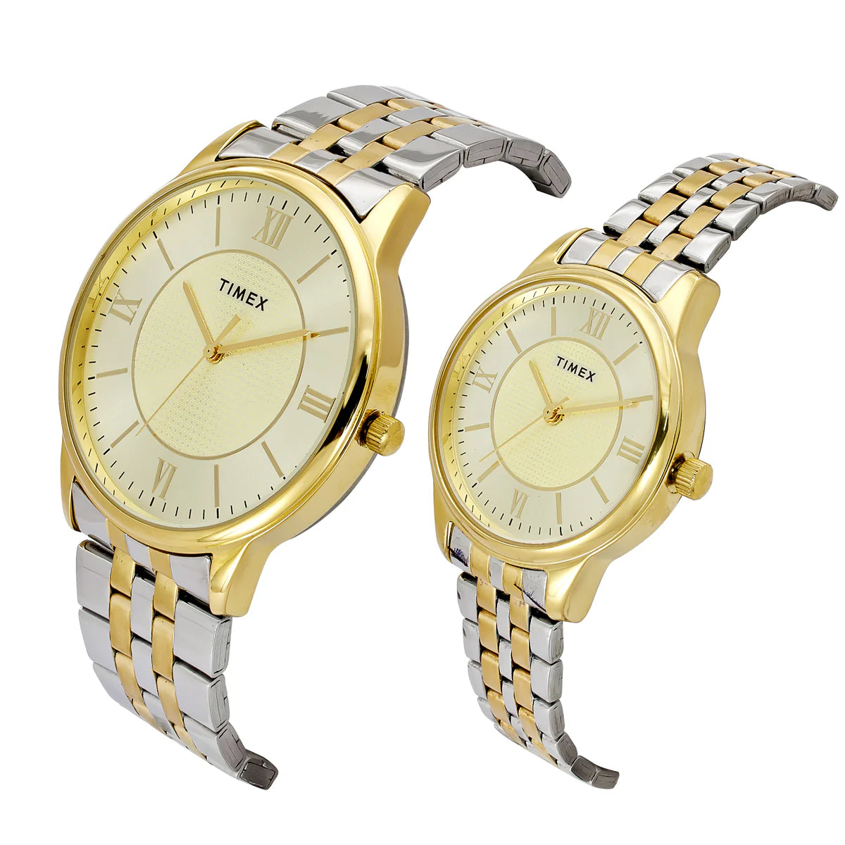 Timex TW00PR333 | TIMEX Round Champagne Dial Analog Pair's Watch