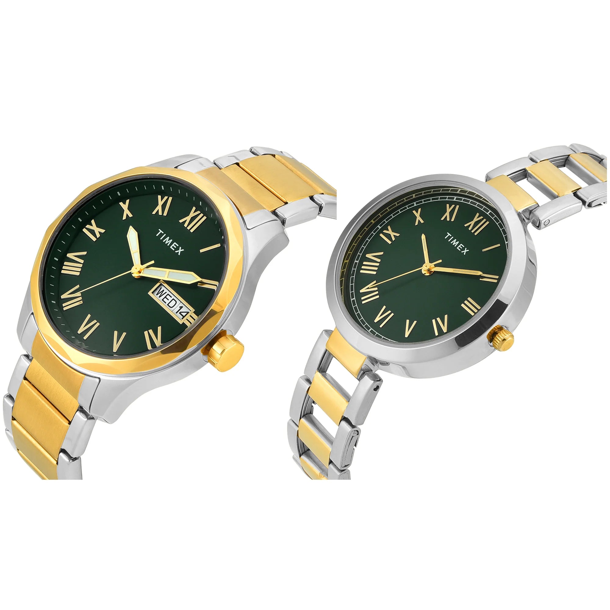Timex TW00PR340 | TIMEX Green Round Dial Analog Pair's Watch