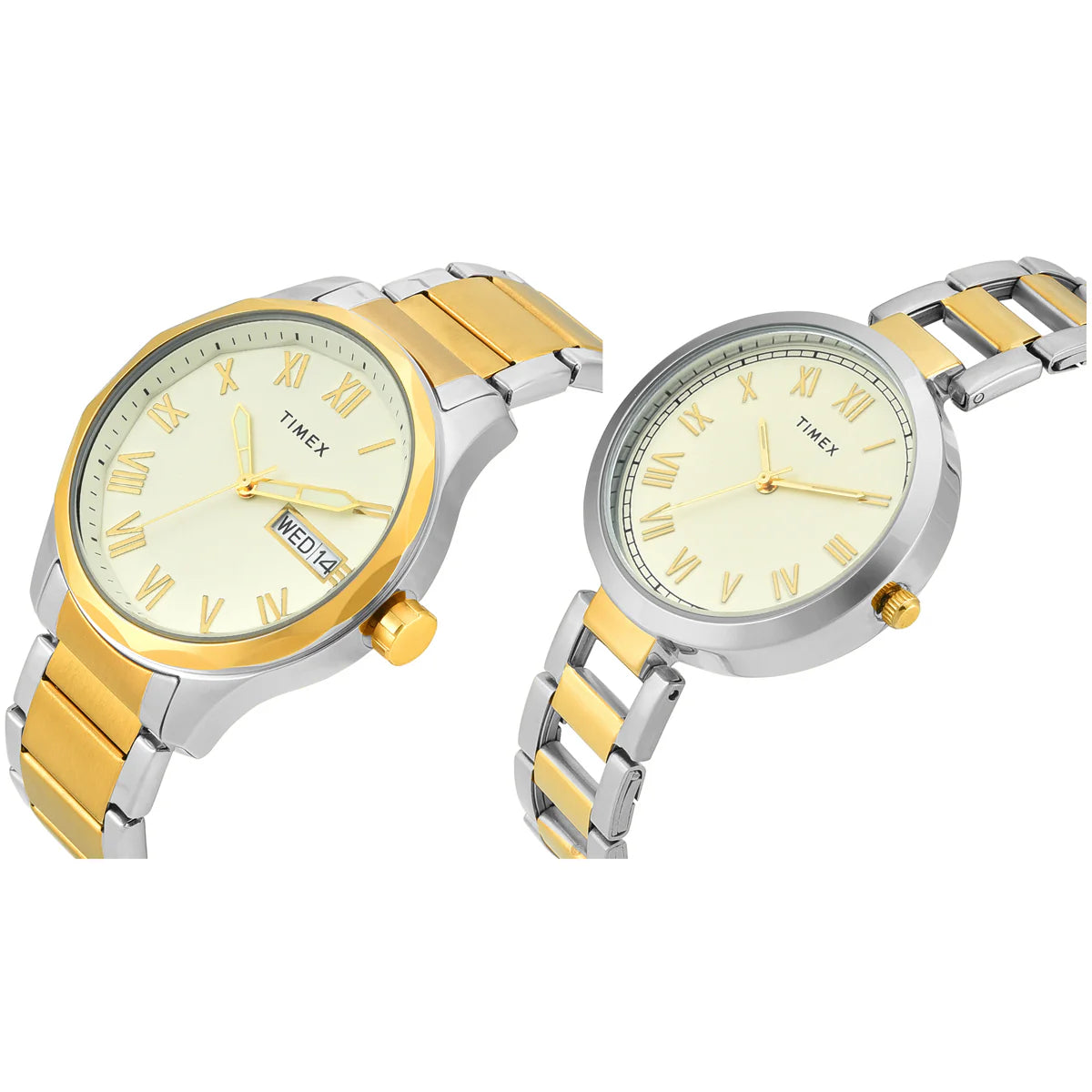 Timex TW00PR341 | TIMEX Tan Round Dial Analog Pair's Watch