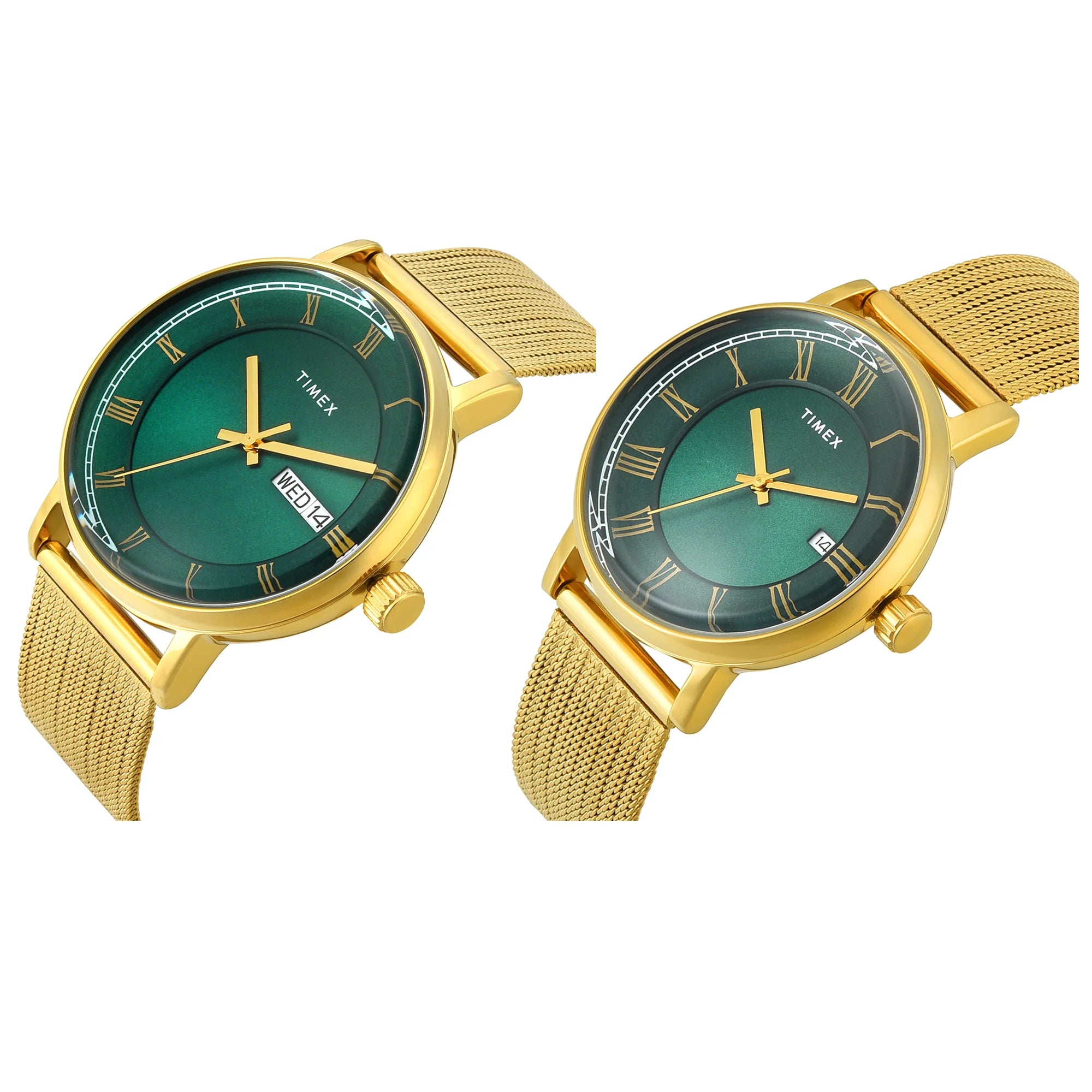 Timex TW00PR342 | TIMEX Green Round Dial Analog Pair's Watch