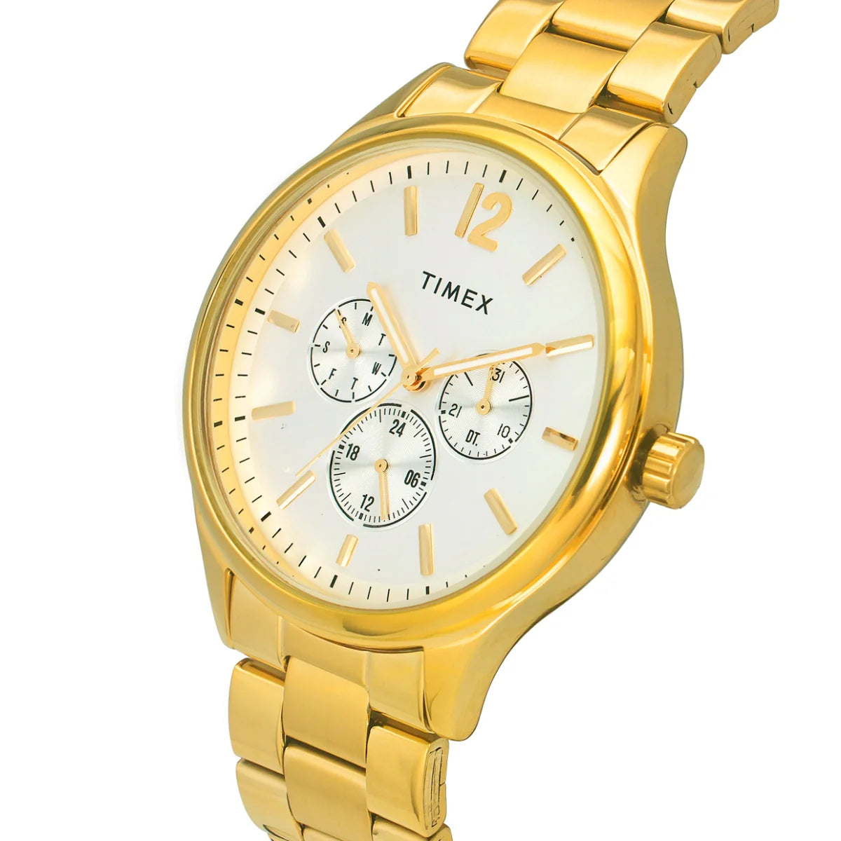 Timex TWEG18421 | Timex Men Analog Silver Round Brass Dial Watch