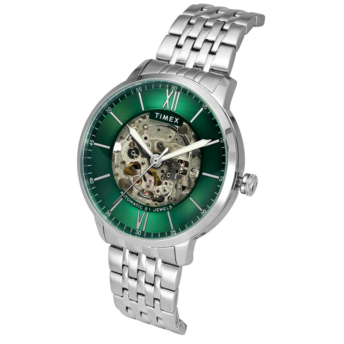 Timex TWEG23502 | Timex Trend Men Automatic Green Round Stainless Steel Dial Watch