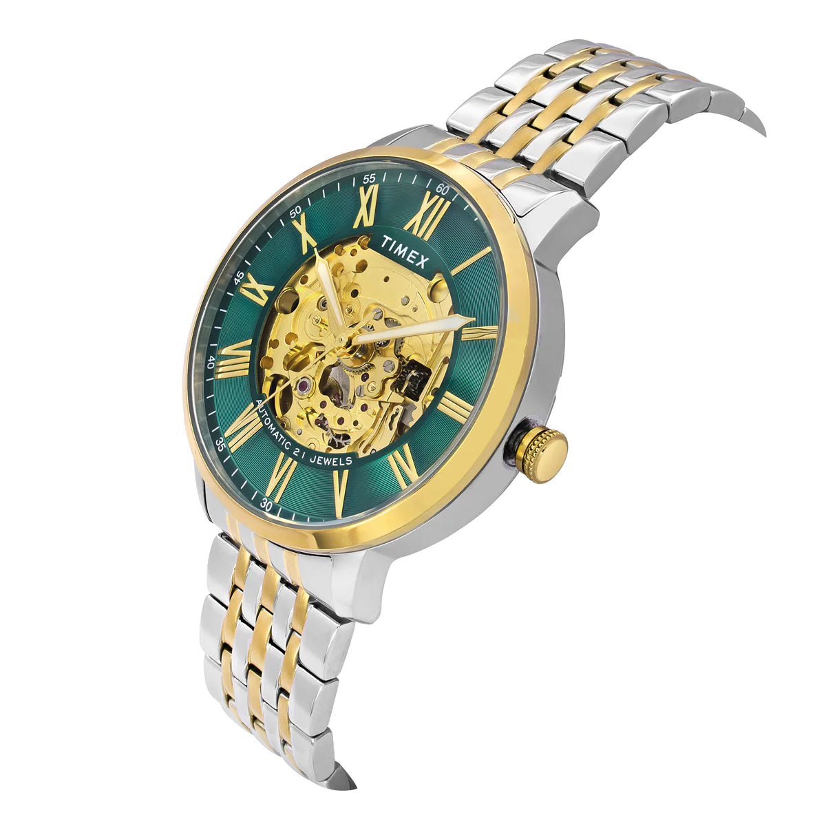 Timex TWEG23504 | TIMEX Green Round Dial Analog Automatic Men's Watch.