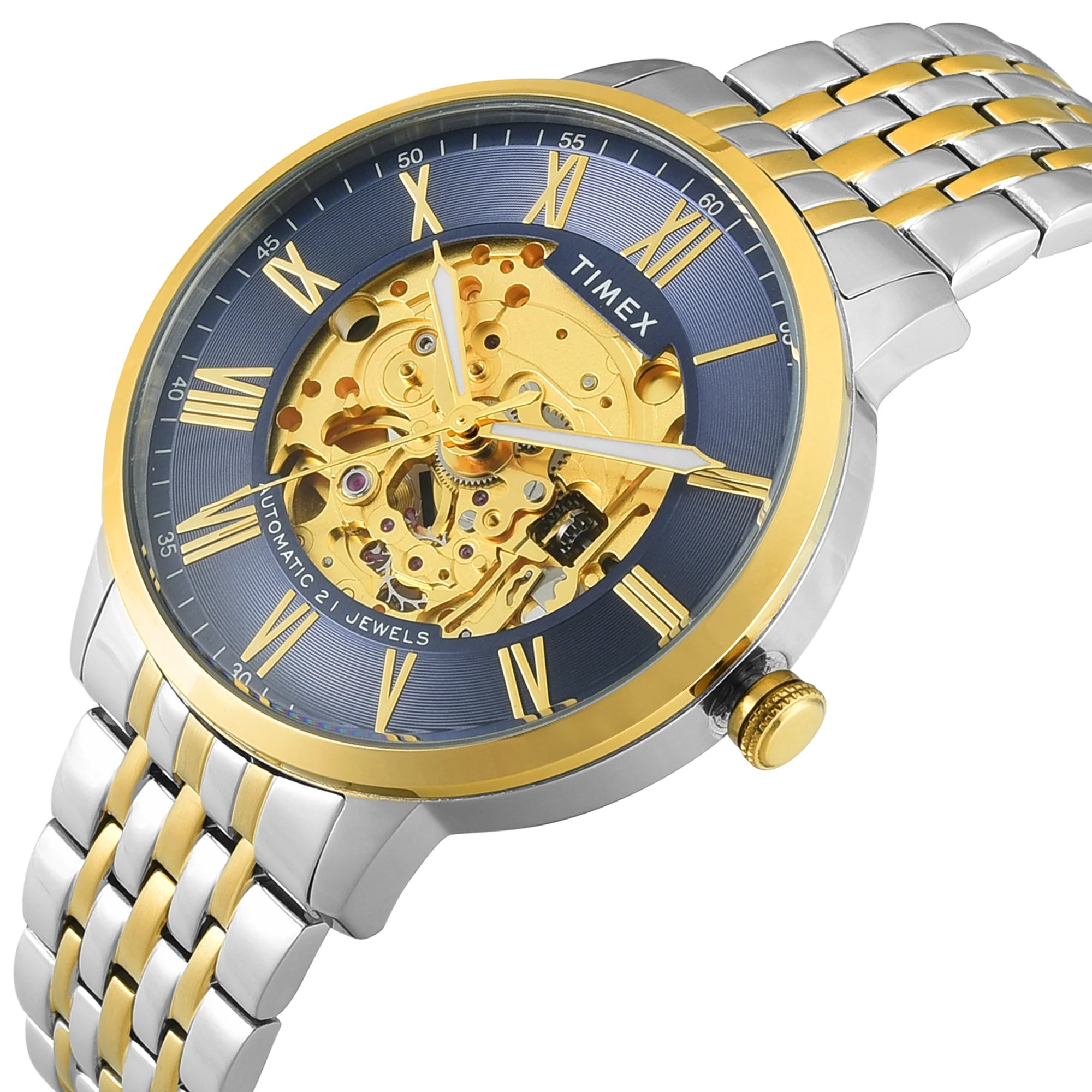 Timex TWEG23505 | TIMEX Blue Round Dial Analog Automatic Men's Watch.