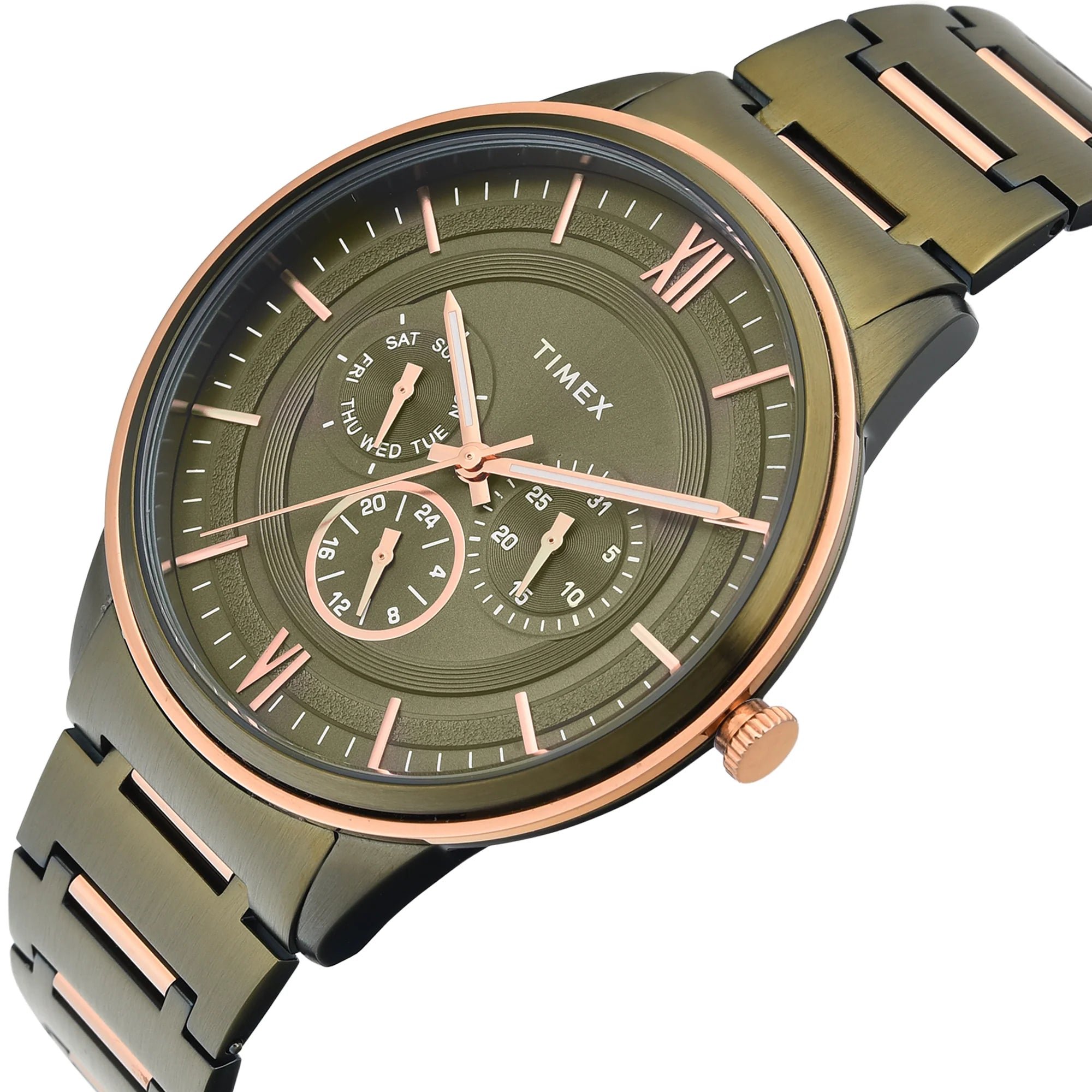 Timex TWEG28002 | TIMEX Round Green Dial Analog Men's Watch.