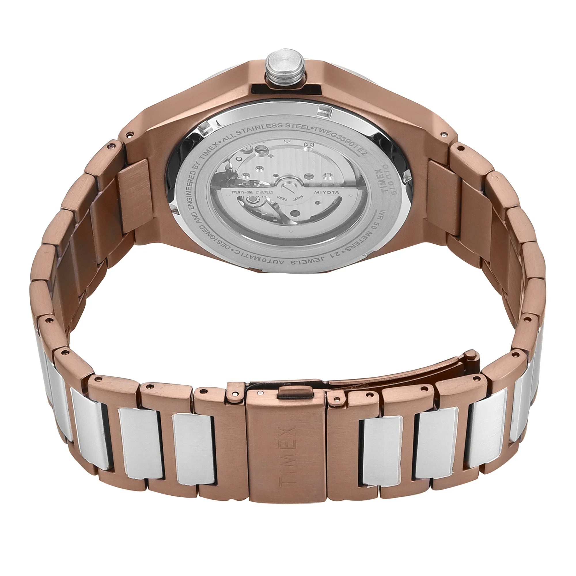 Timex TWEG33901 | Timex Signio Round 43mm Coffee Dial Automatic Men Watch.