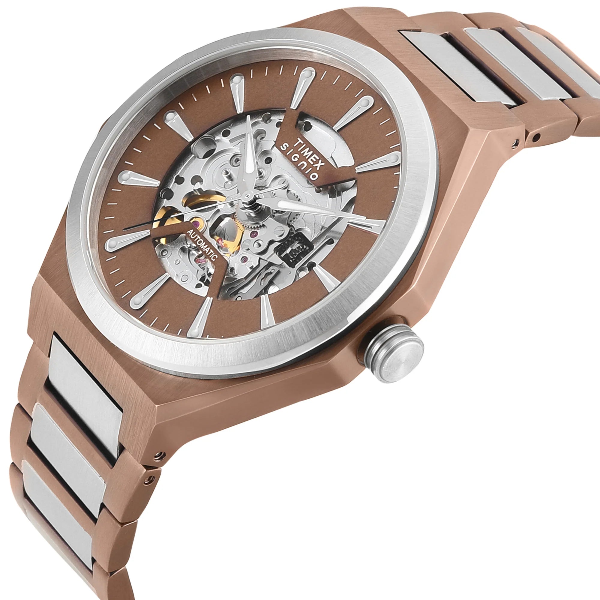 Timex TWEG33901 | Timex Signio Round 43mm Coffee Dial Automatic Men Watch.