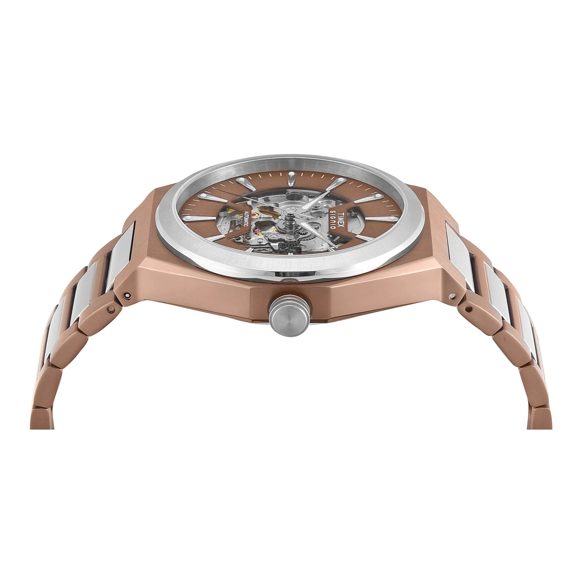 Timex TWEG33901 | Timex Signio Round 43mm Coffee Dial Automatic Men Watch.