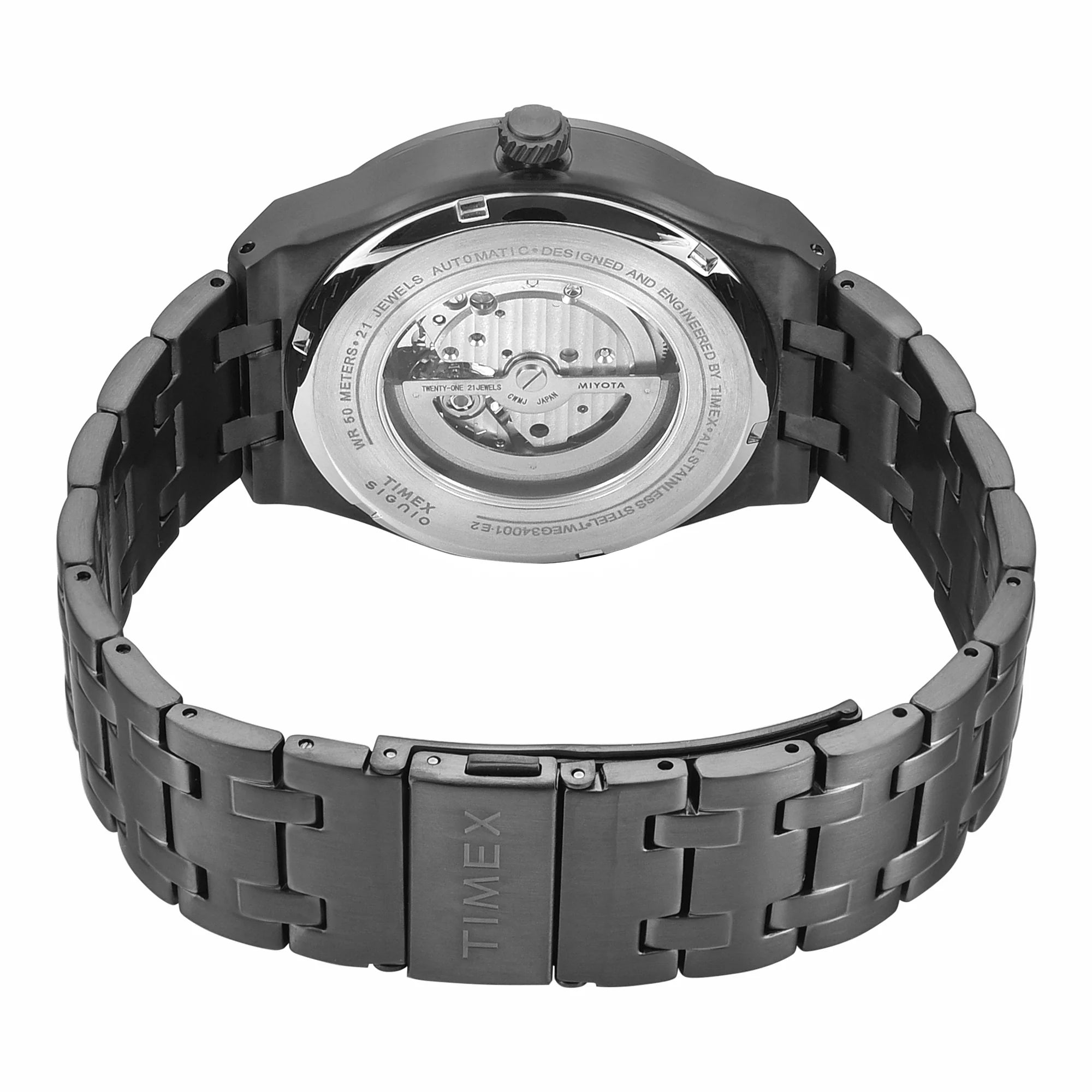 Timex TWEG34001 | Timex Signio Round 44mm Gunmetal Dial Automatic Men Watch.