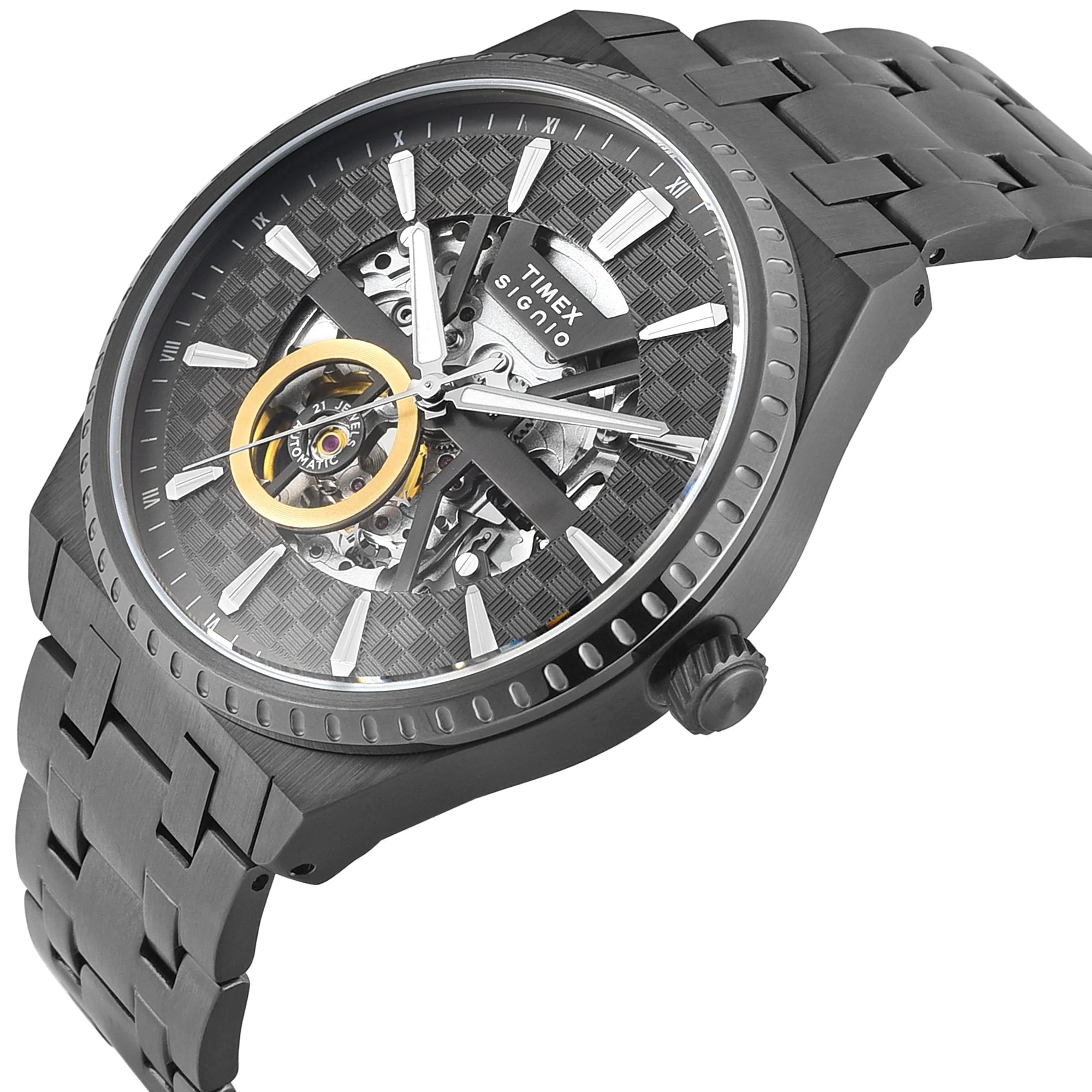 Timex TWEG34001 | Timex Signio Round 44mm Gunmetal Dial Automatic Men Watch.