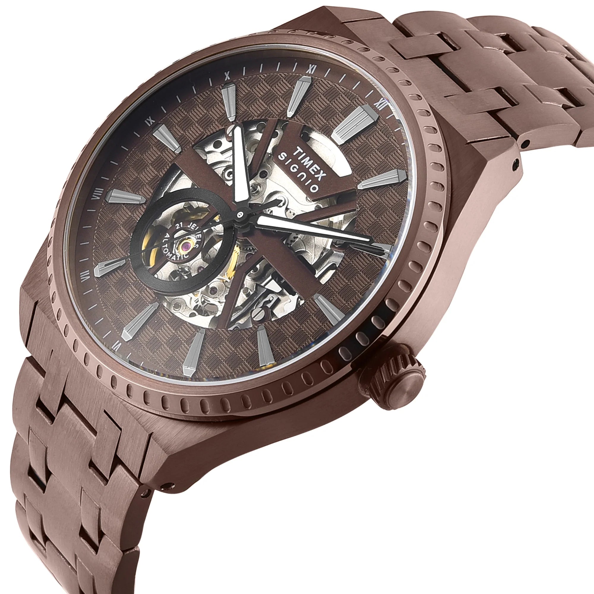 Timex TWEG34002 | Timex Signio Round 44mm Brown Dial Automatic Men Watch