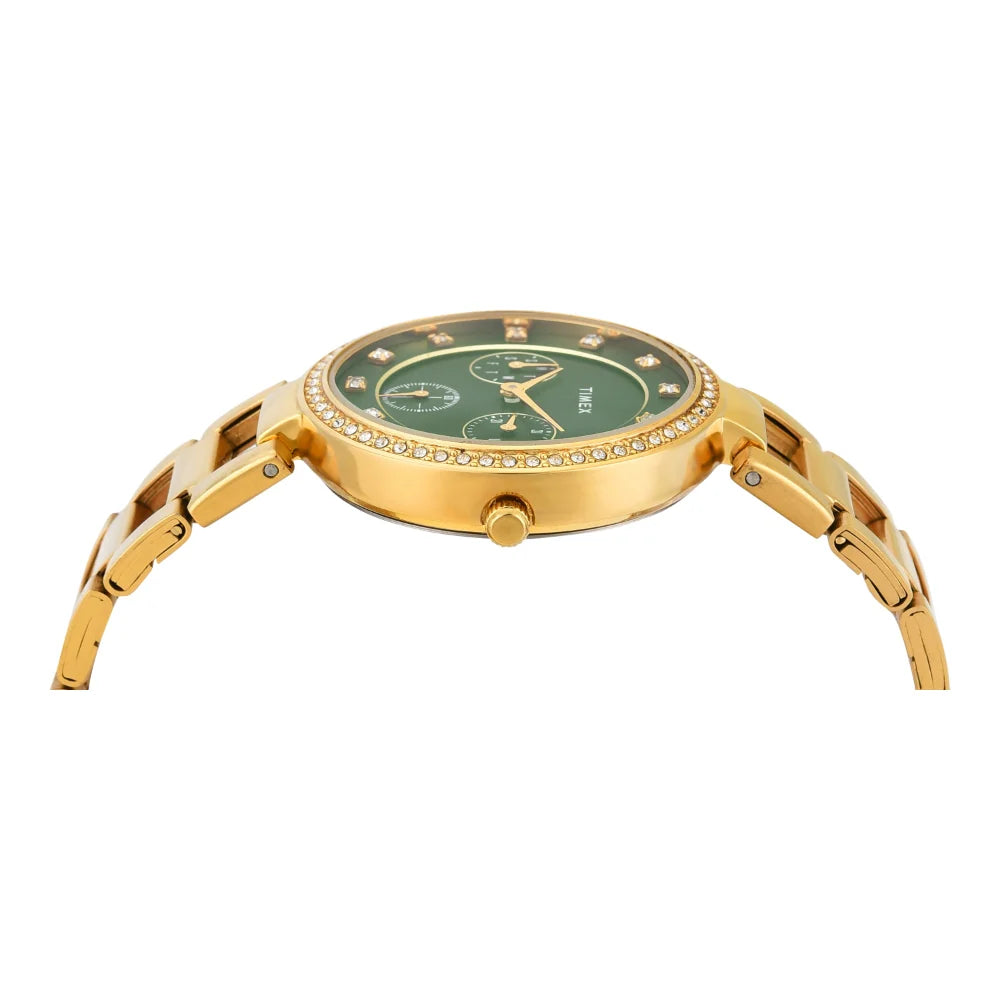 Timex TWEL18700 | Timex Cosmic Awe Women Multifunction Round Dial Green Watch