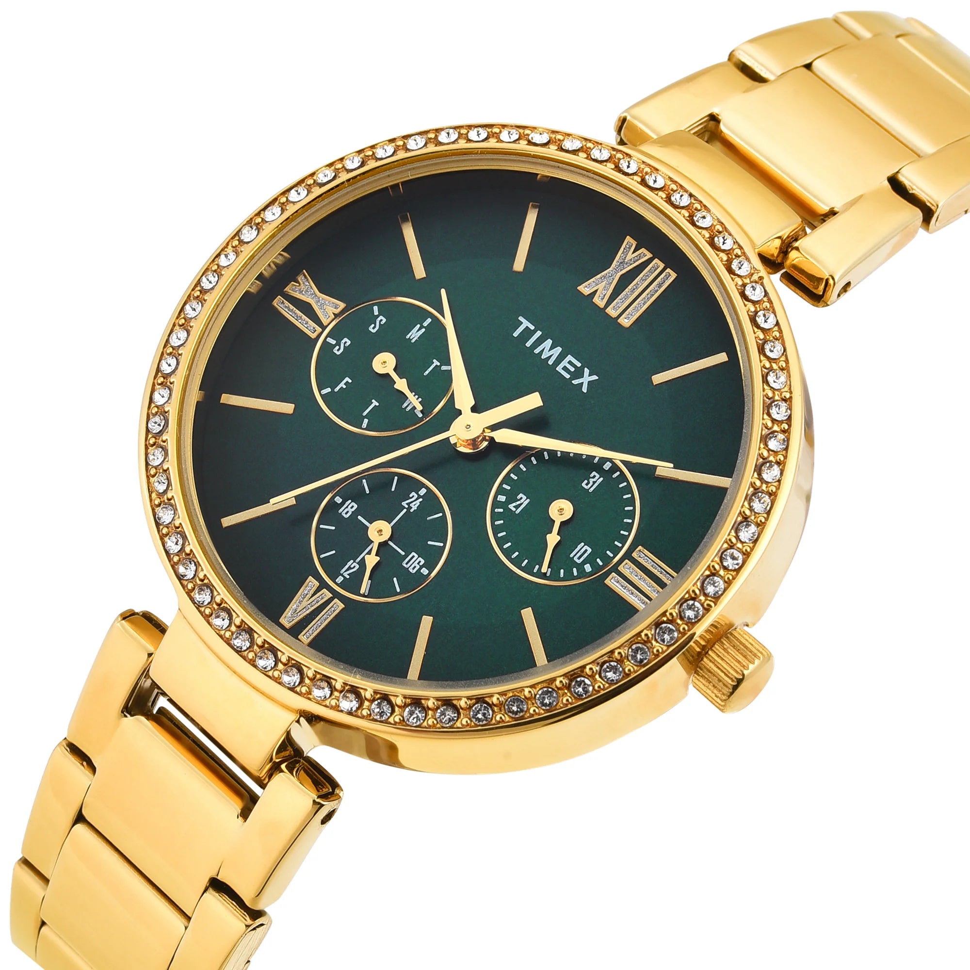 Timex TWEL18708 | TIMEX Women Green Round Dial Analog Watch