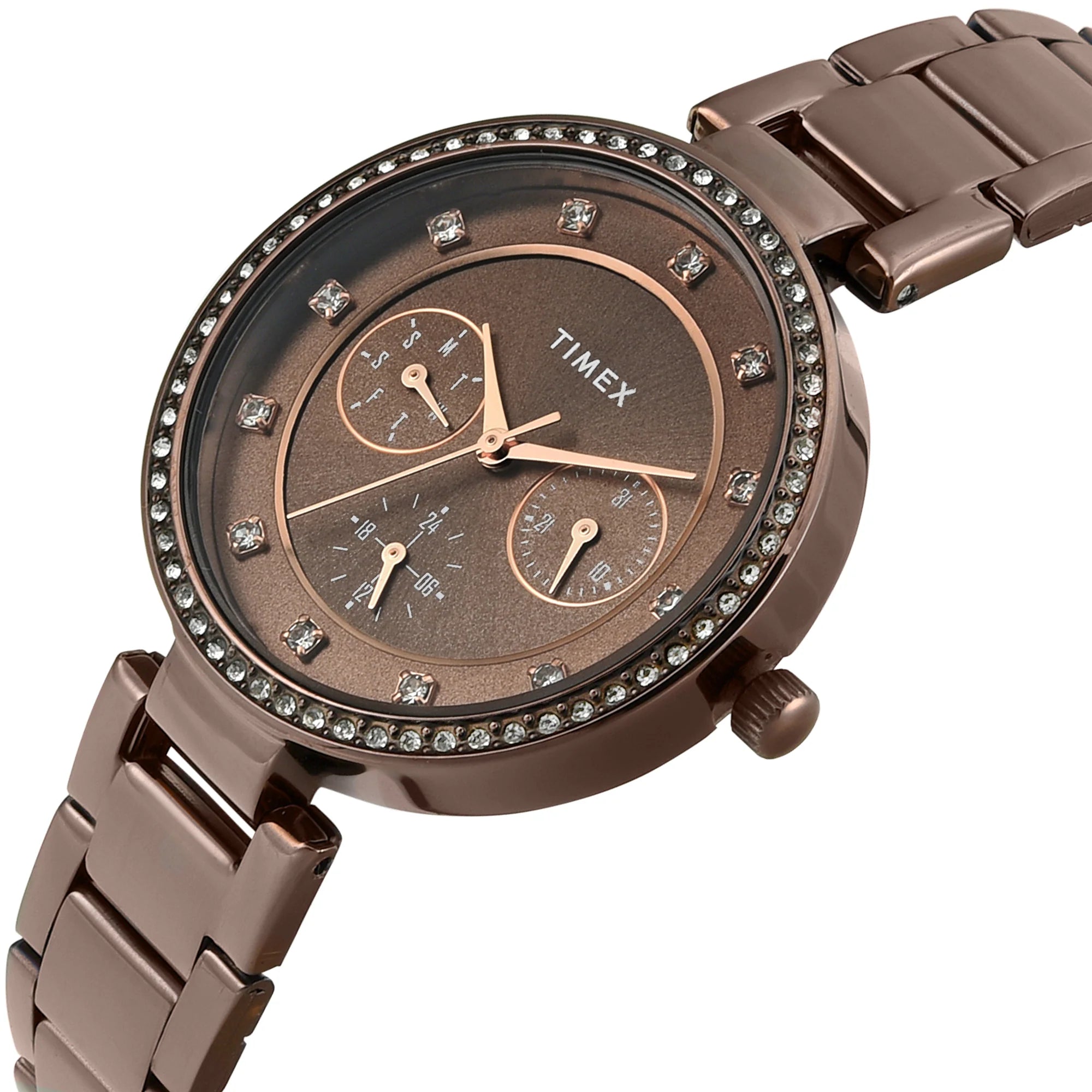 Timex TWEL18722 | TIMEX Brown Round Dial Analog Women's Watch