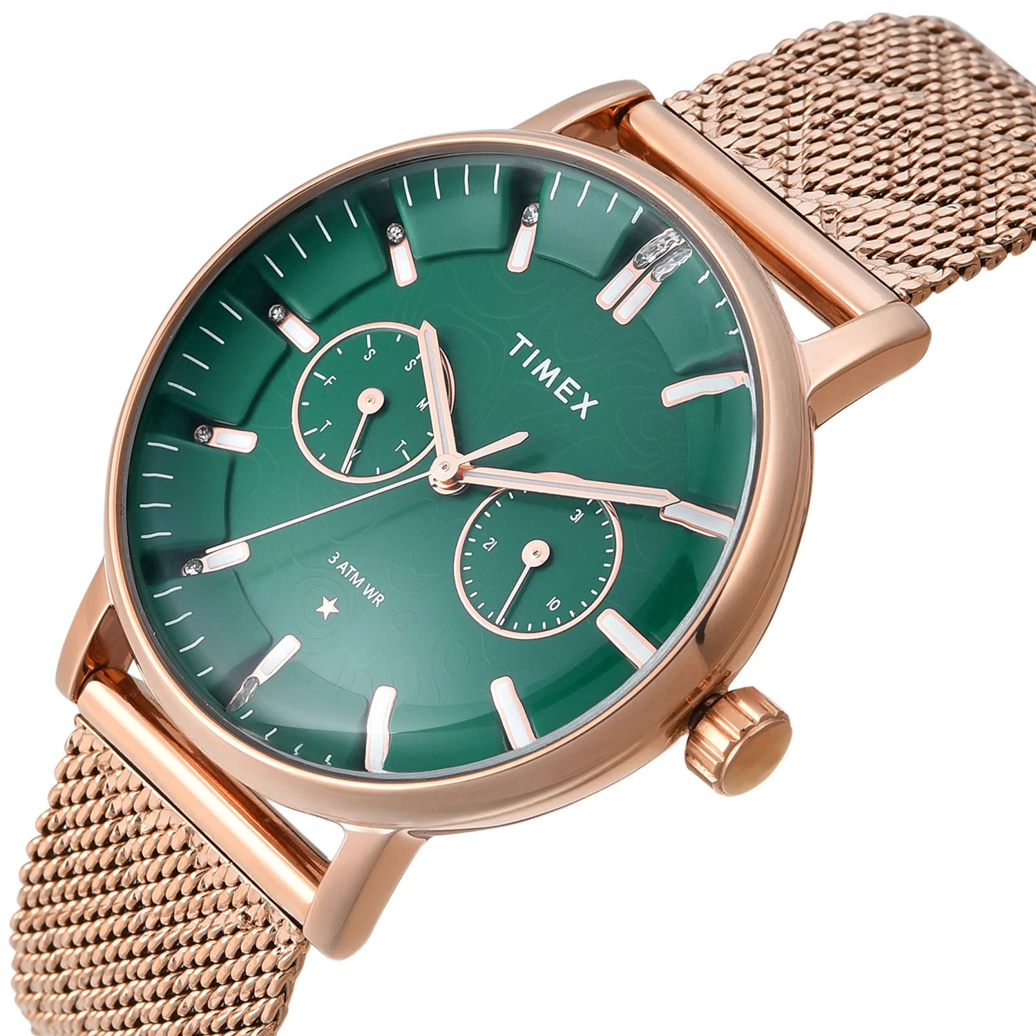 Timex TWEL20302 | TIMEX Green Round Dial Analog Women's Watch