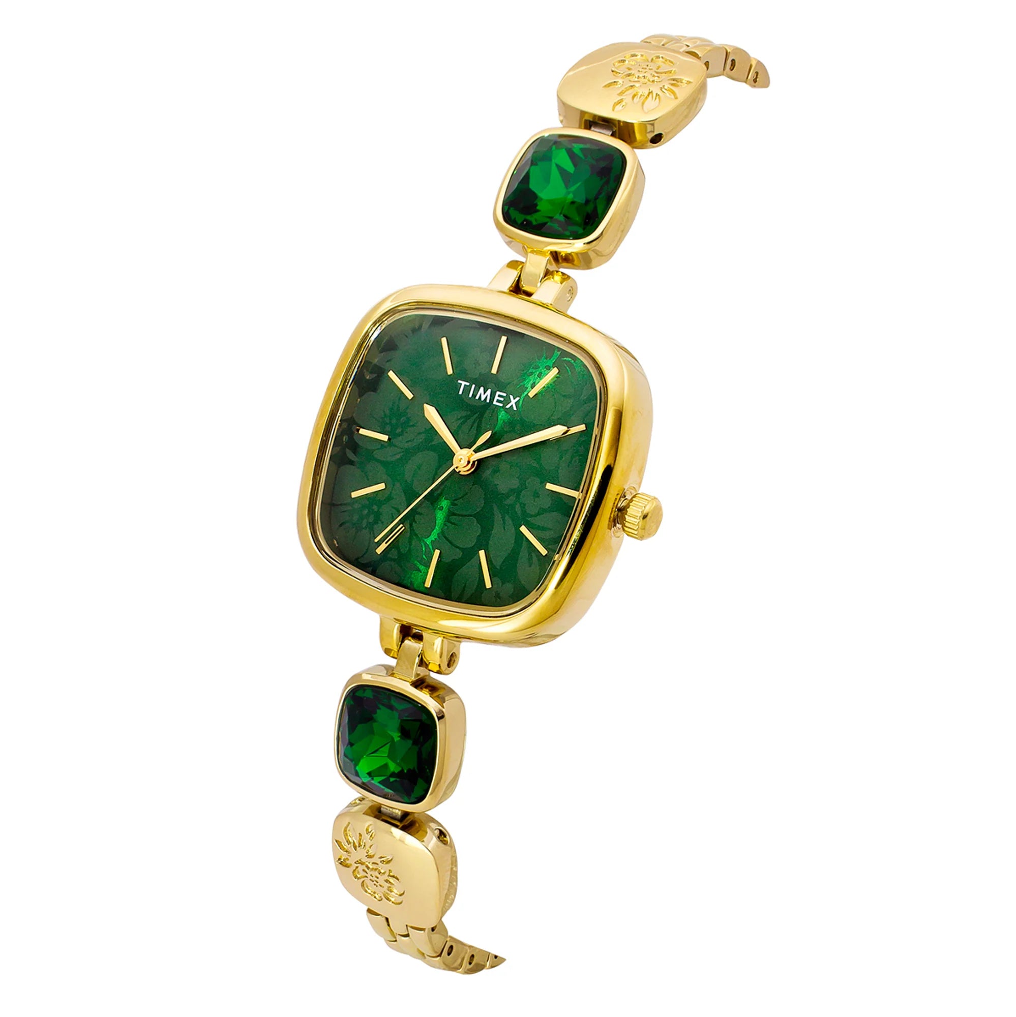 Timex TWEL21000 | TIMEX Fria Women Green Square Dial Analog Watch