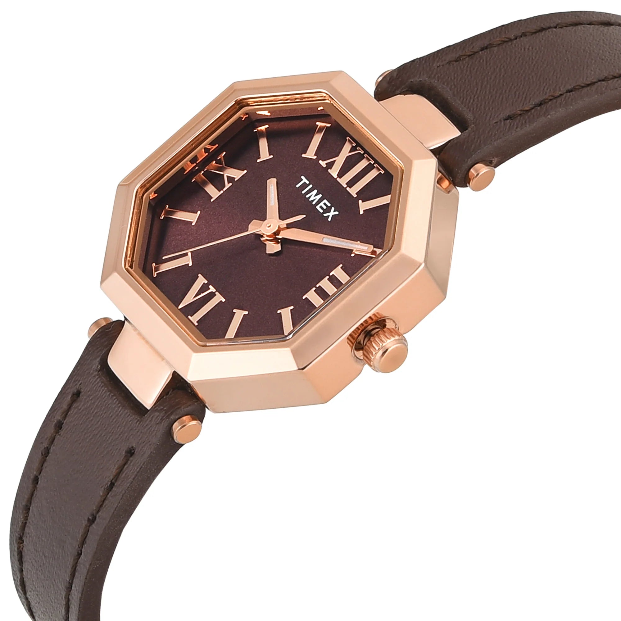 Timex TWEL26901 | Timex Trendline Octagonal 26mm Brown Dial Analog Women Watch