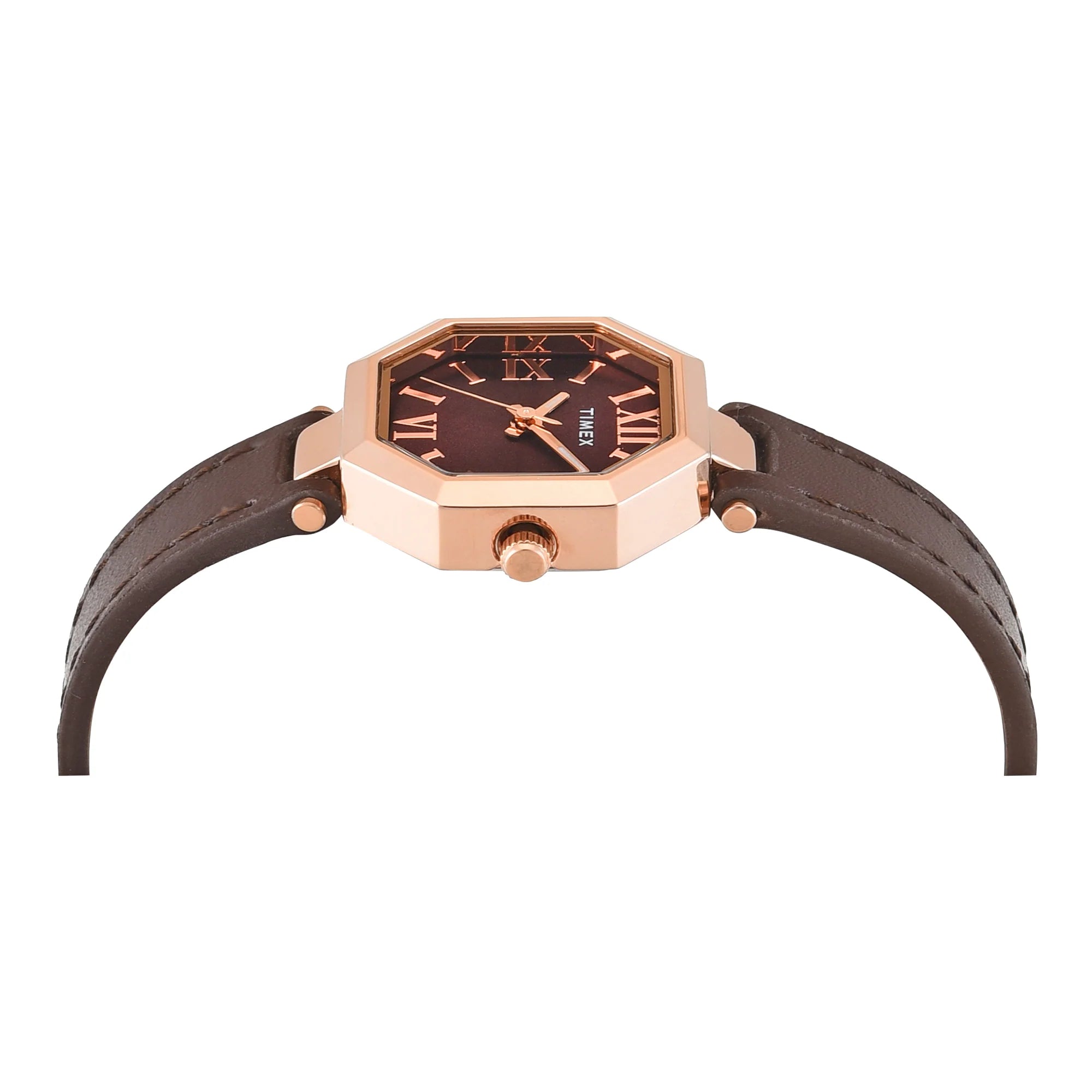 Timex TWEL26901 | Timex Trendline Octagonal 26mm Brown Dial Analog Women Watch
