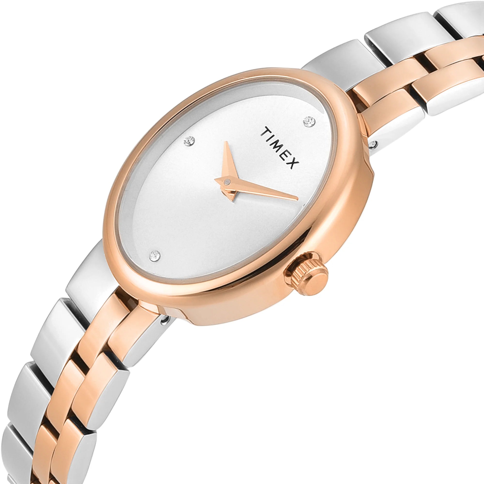 Timex TWEL27101 | Timex Trendline Oval 23mm Silver Dial Analog Women Watch