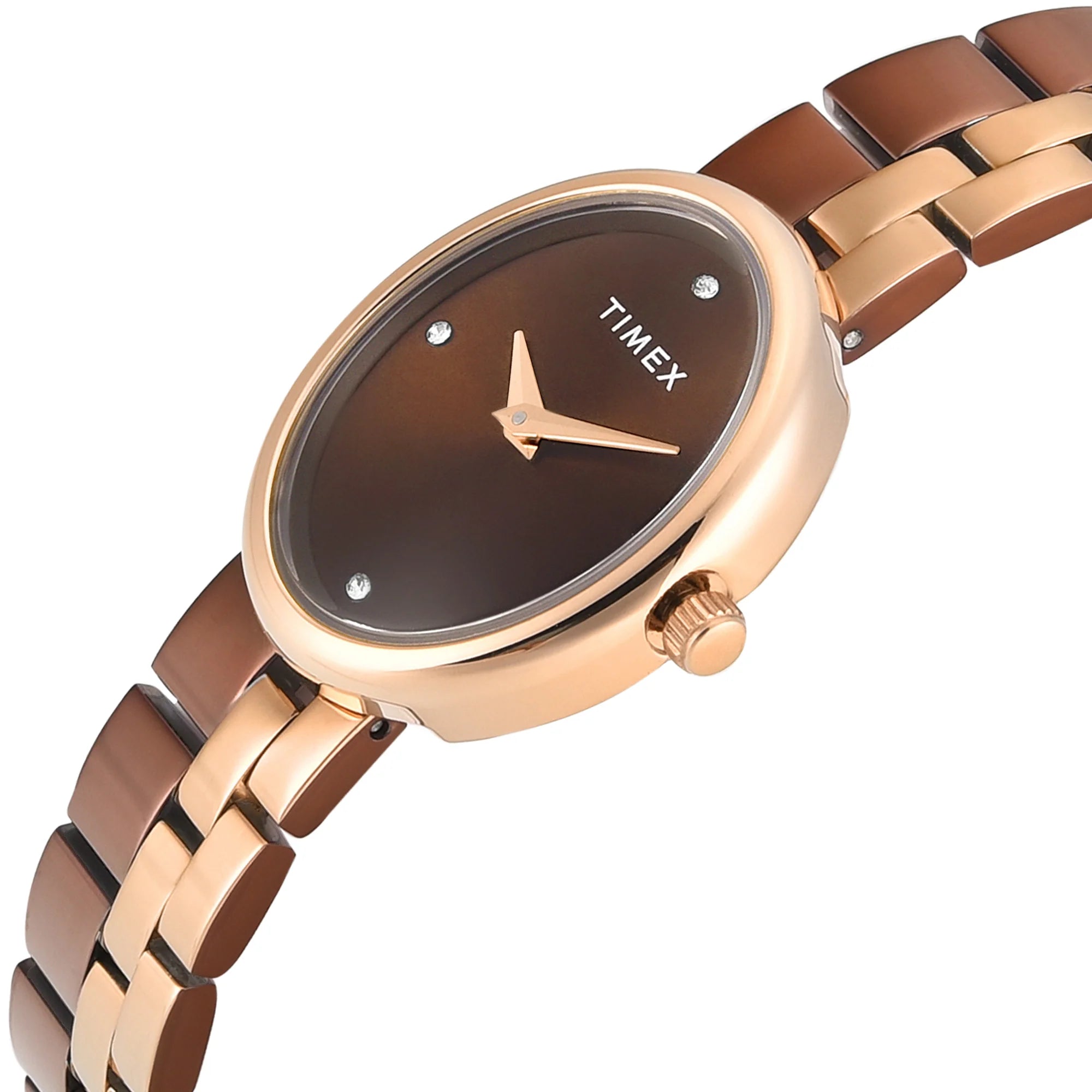 Timex TWEL27102 | Timex Trendline Oval 23mm Brown Dial Analog Women Watch