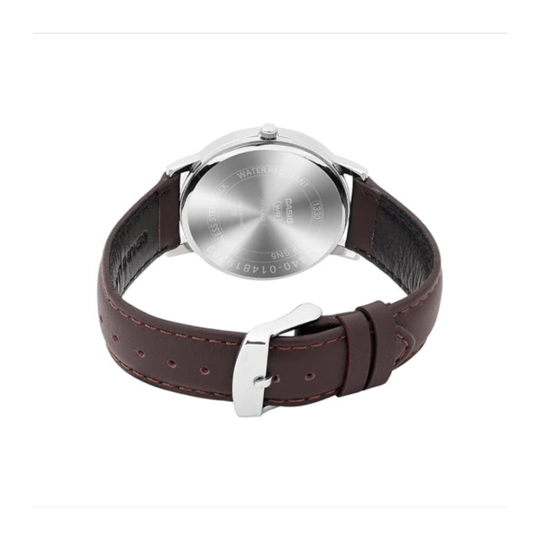 Casio MTP-SN5YL-7A A2440 | Enticer Men Quartz White Dial Analog Leather Watch