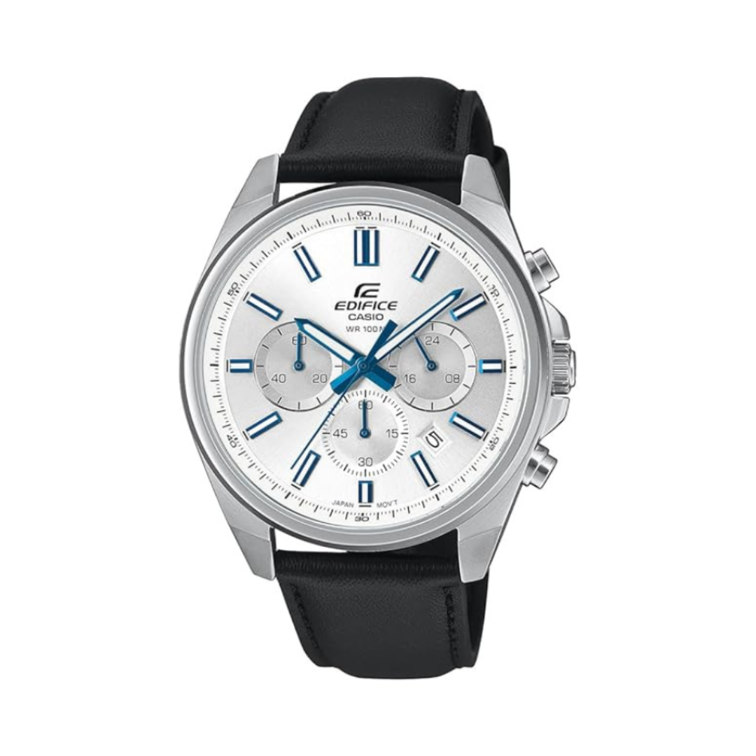 Casio EFV-650L-7AVUDF ED661 | Edifice Men Quartz Silver Dial Chronograph Leather Watch