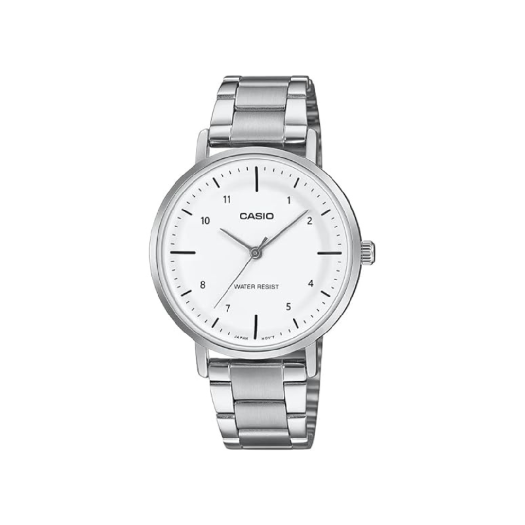 Casio LTP-VT03D-7BDF A2424 | Enticer Women Quartz White Dial Analog Stainless Steel Watch