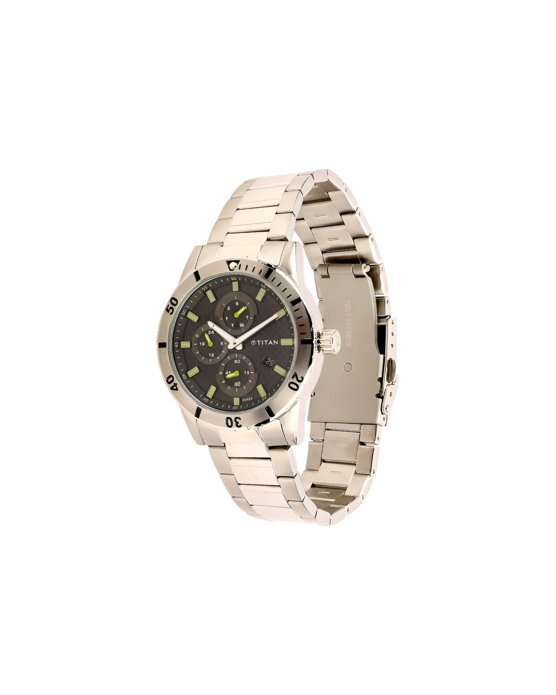 Titan 1621SM01J | Titan Quartz Analog Black Dial Stainless Steel Strap Watch for Men