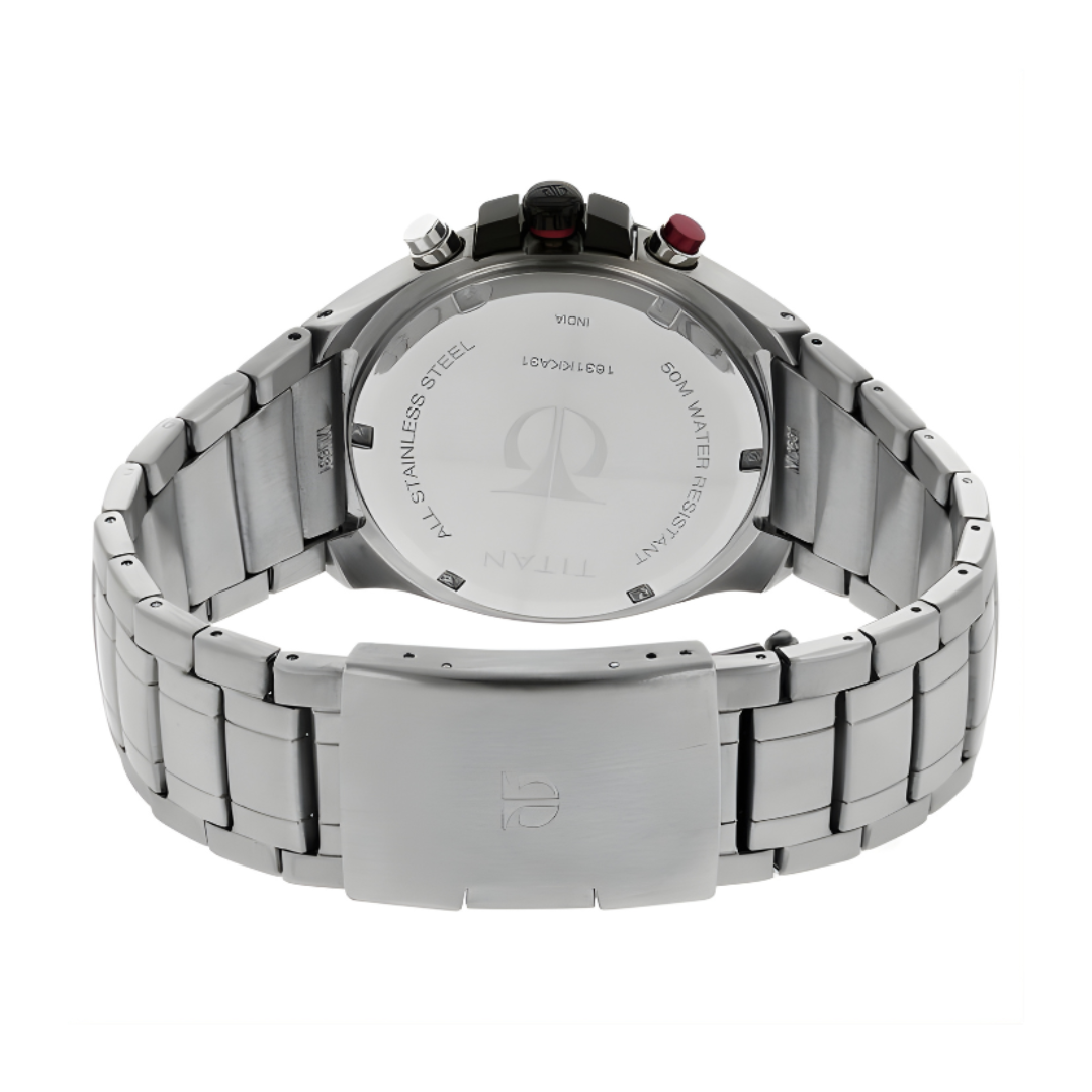 Titan 1631KM01 | Titan Quartz Chronograph Black Dial Stainless Steel Strap Watch for Men