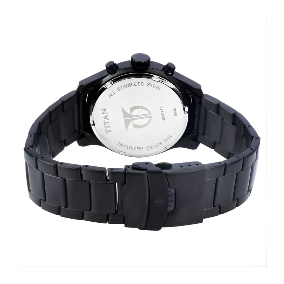 Titan 1634NM02 | Titan Quartz Chronograph Black Dial Stainless Steel Strap Watch for Men