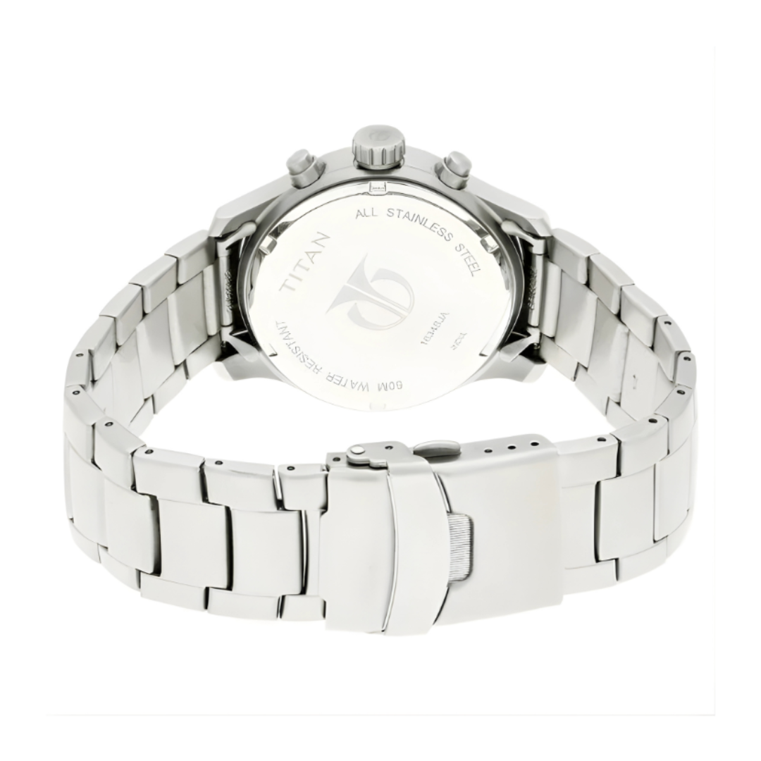 Titan 1634SM01 | Titan Quartz Chronograph Silver Dial Stainless Steel Strap Watch for Men
