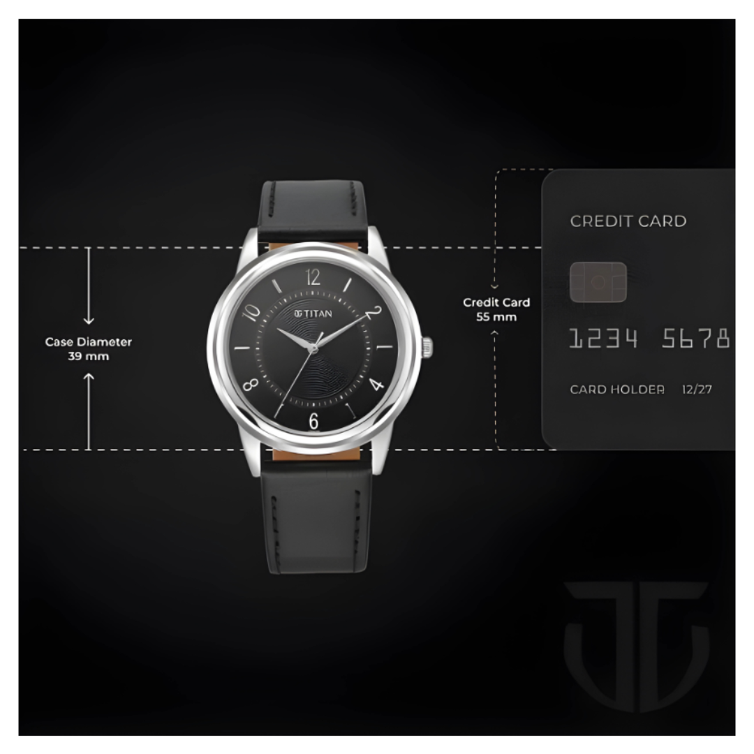 Titan 1638SL02 | Titan Karishma Zing Quartz Analog Black Dial Leather Strap Watch for Men