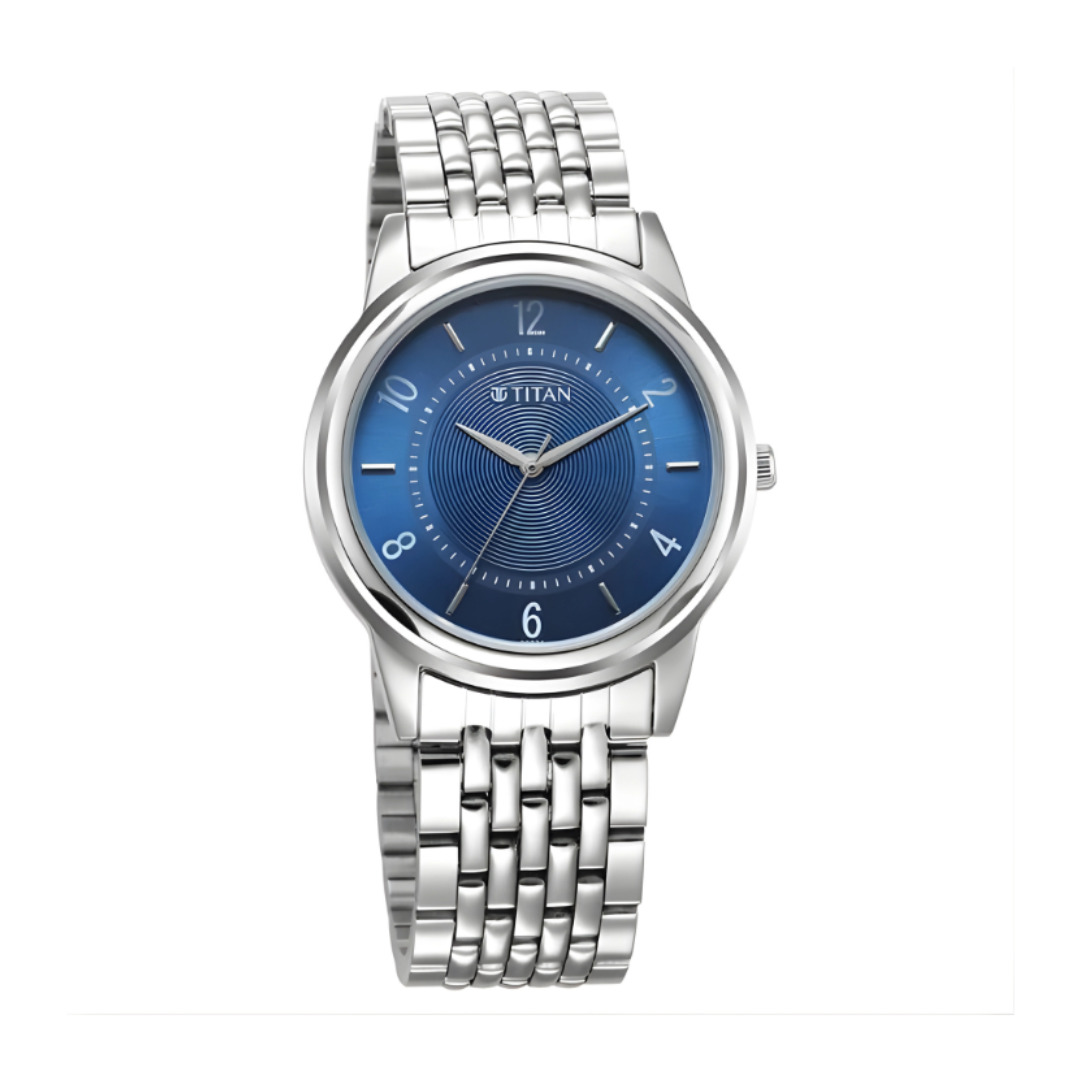 Titan 1638SM02 | Titan Karishma Zing Quartz Analog Blue Dial Stainless Steel Strap Watch for Men