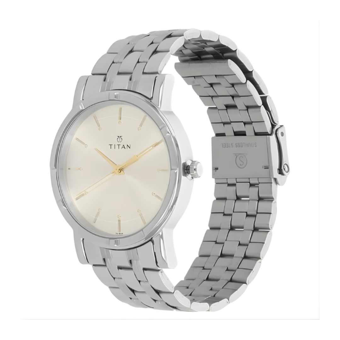 Titan 1639SM01 |Titan Karishma Quartz Analog Silver Dial Silver Stainless Steel Strap Watch For Men