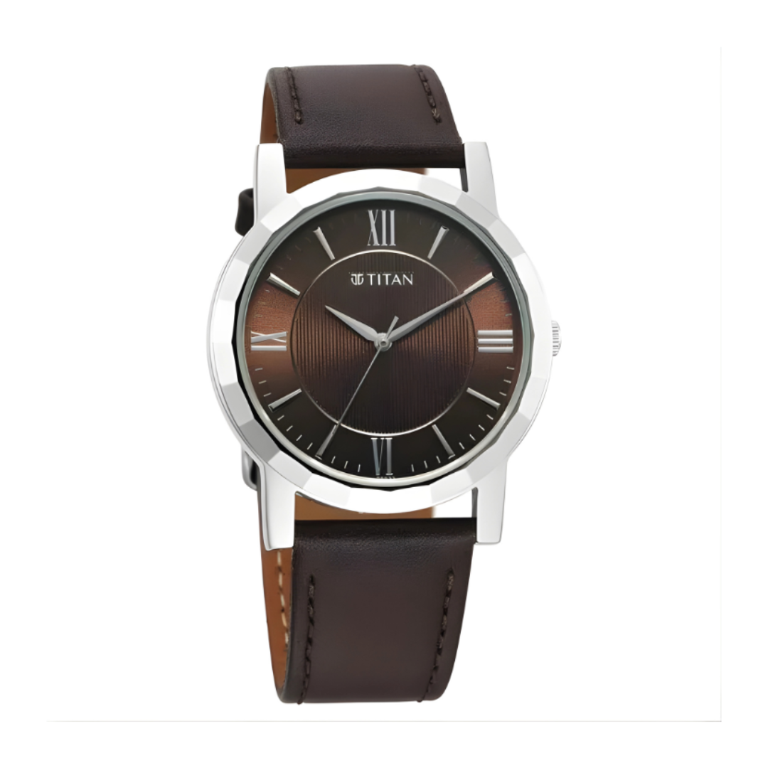 Titan 1644SL01 | Titan Karishma Zing Quartz Analog Brown Dial Leather Strap Watch for Men