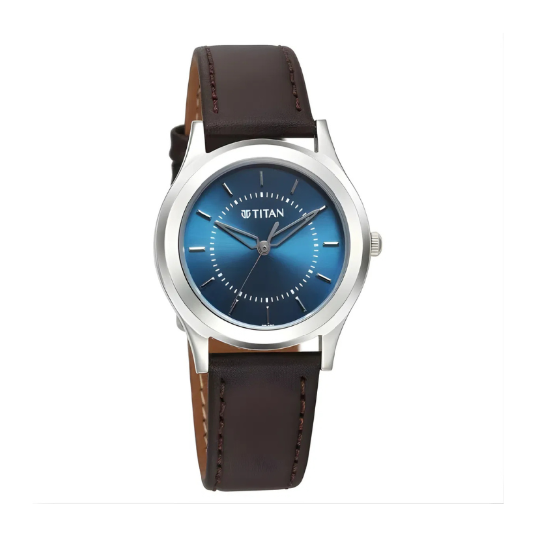 Titan 1648SL01 | Titan Karishma Zing Quartz Analog Blue Dial Leather Strap Watch for Men