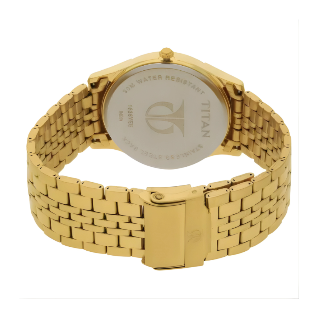 Titan 1648YM02 | Titan Quartz Analog Champagne Dial Stainless Steel Strap Watch for Men