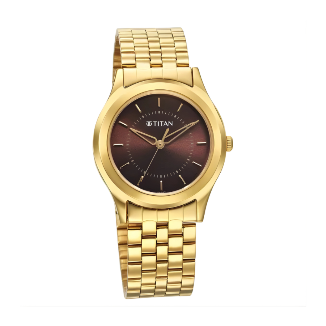 Titan 1648YM06 | Titan Karishma Zing Quartz Analog Brown Dial Stainless Steel Strap Watch for Men