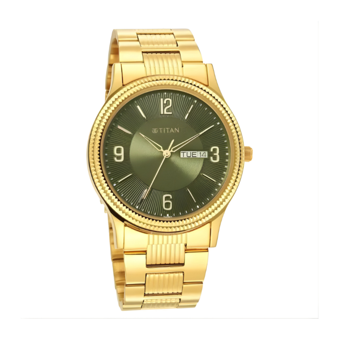 Titan 1650YM08 | Titan Karishma Green Dial Analog Stainless Steel Strap watch for Men