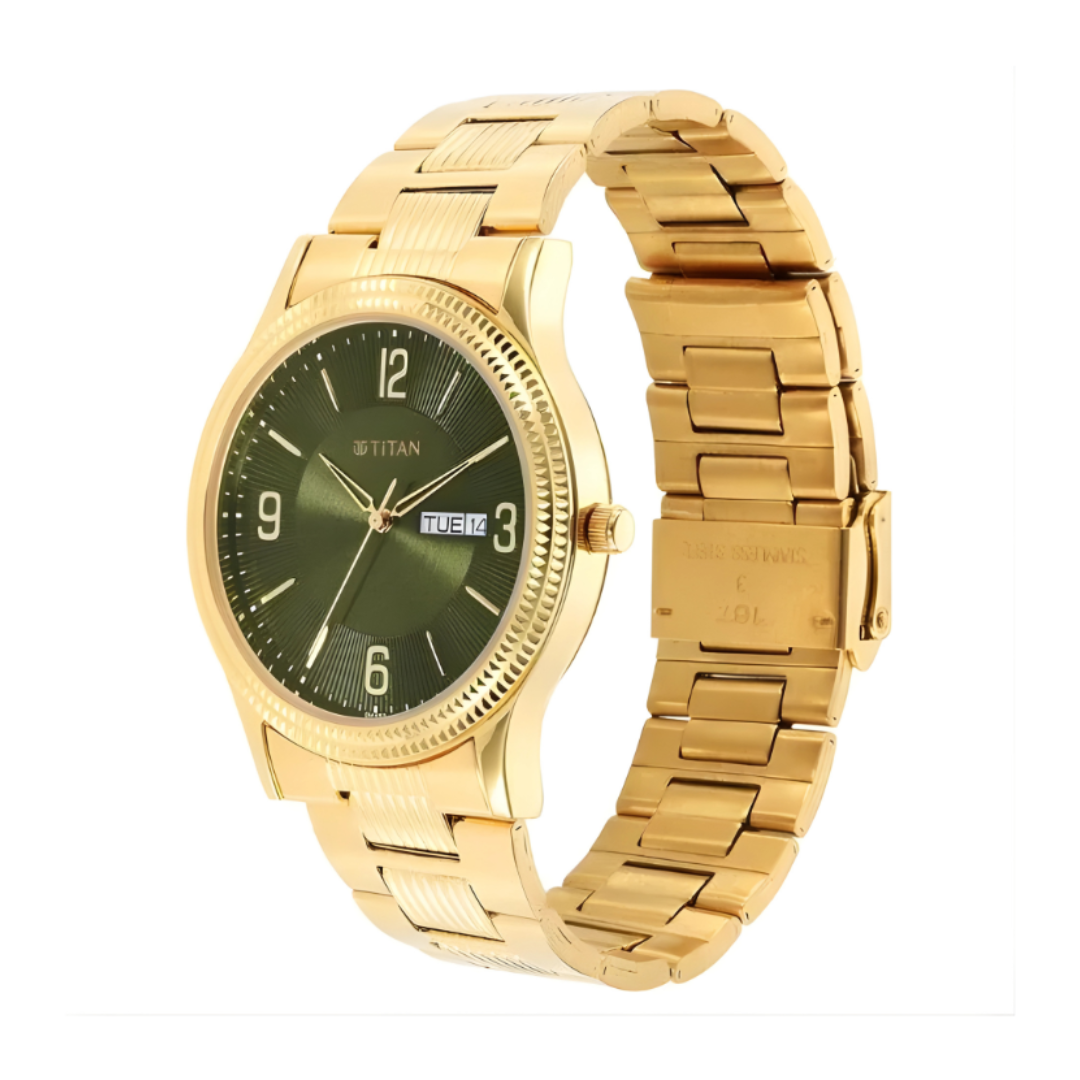 Titan 1650YM08 | Titan Karishma Green Dial Analog Stainless Steel Strap watch for Men