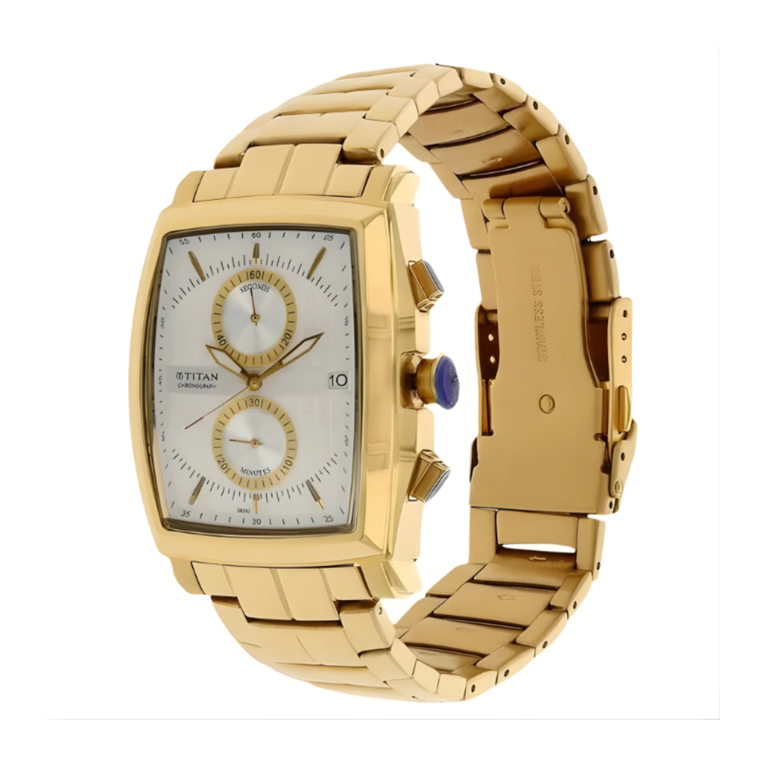 Titan 1660YM01 | Titan Chronograph Silver Dial Quartz Stainless Steel Strap watch for Men