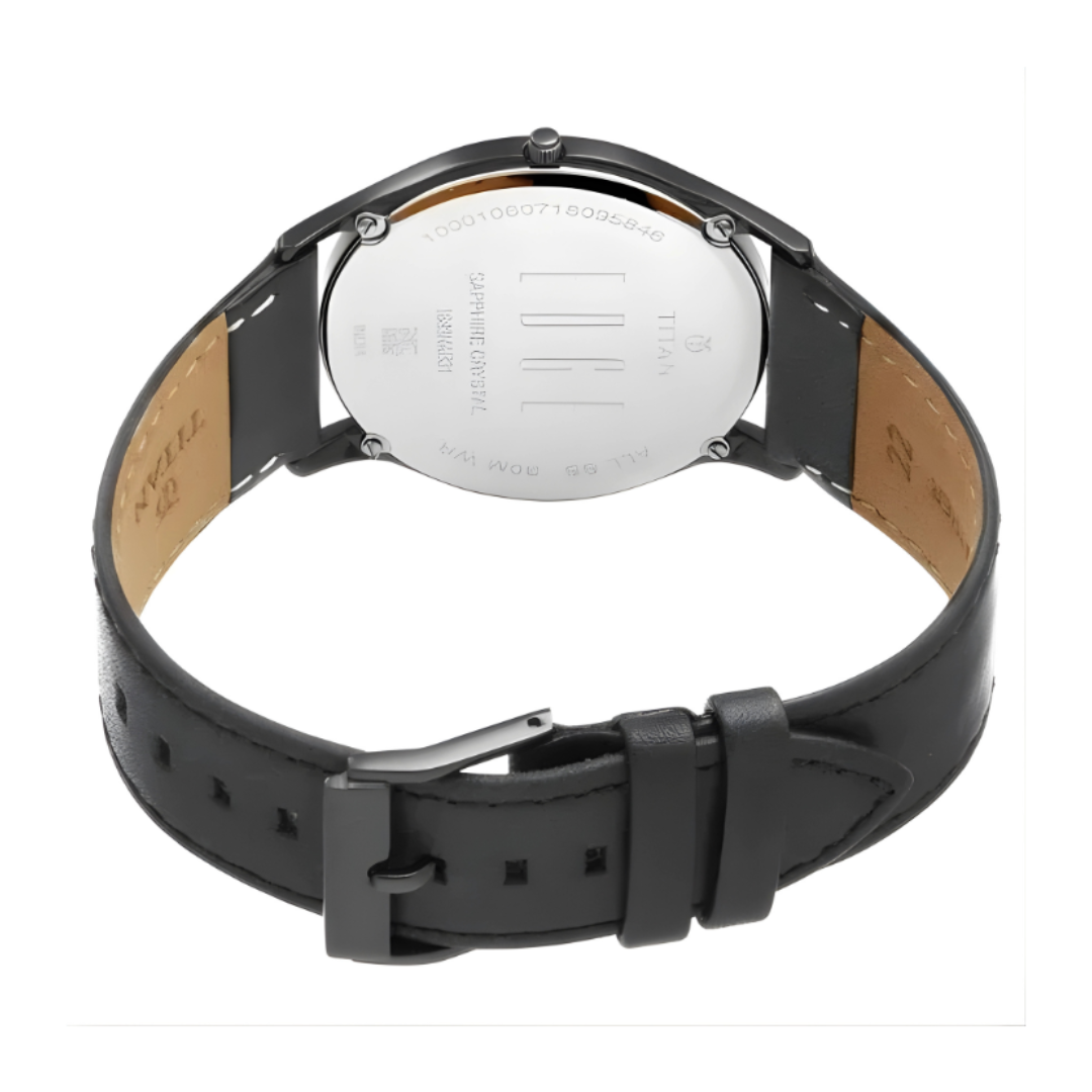 Titan 1683NL02 | Titan Edge Black Dial Analog with Date Leather Strap watch for Men