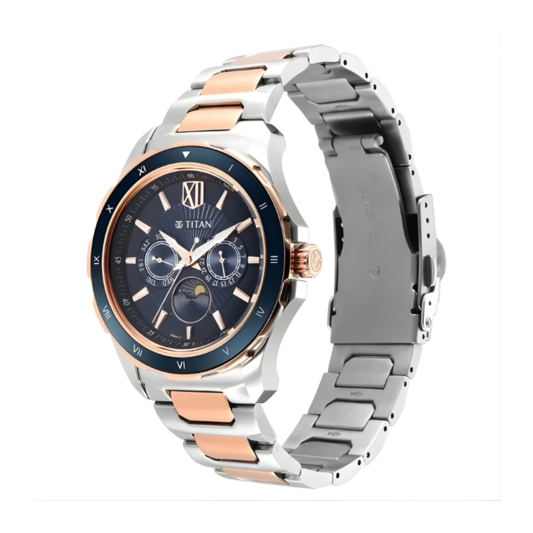 Titan 1688KM06 | Titan Regalia Premium Blue Dial Quartz Multifunction Stainless Steel Strap watch for Men