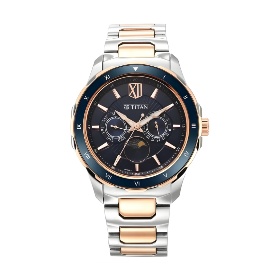 Titan 1688KM06 | Titan Regalia Premium Blue Dial Quartz Multifunction Stainless Steel Strap watch for Men