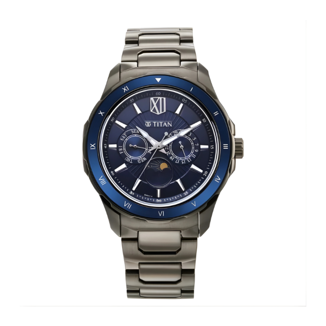 Titan 1688KM07 | Titan Regalia Premium Blue Dial Stainless Steel Strap Watch for Men