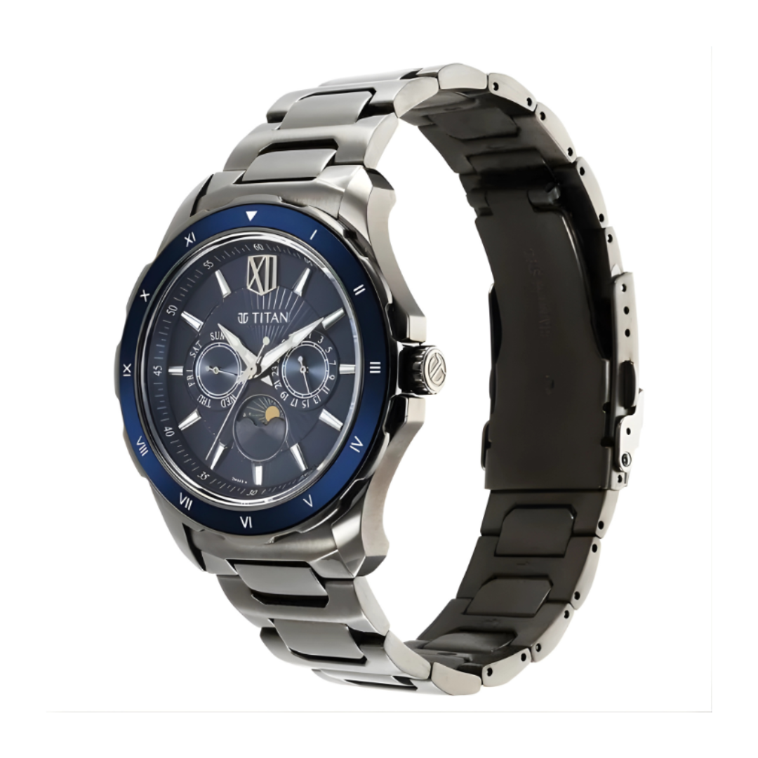 Titan 1688KM07 | Titan Regalia Premium Blue Dial Stainless Steel Strap Watch for Men